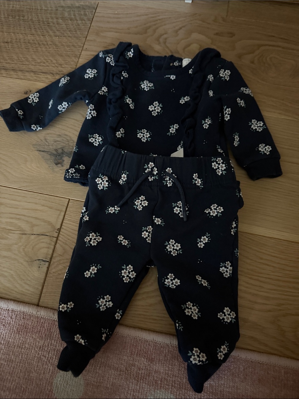 Baby Floral Navy Jogger Sweatpants - Soft Everyday Bottoms